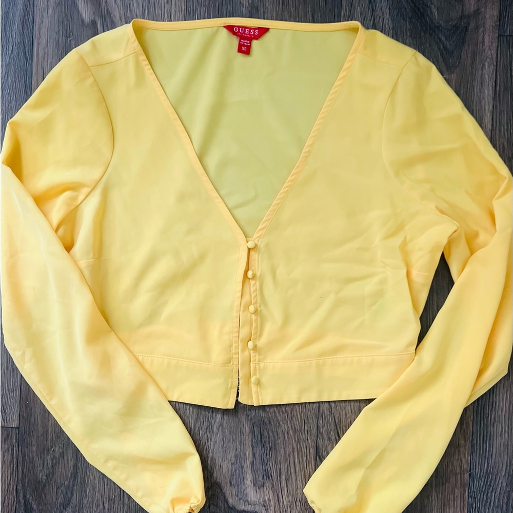 Guess XS Cropped Yellow Blouse
